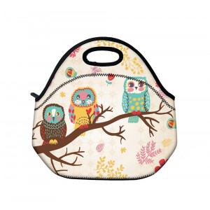 Cute Owls Neoprene Insulated Waterproof Cooler Box Container Soft Case baby lunchbox Handbag Work Travel Outdoor Thermal Lunch Tote Bag School/Office