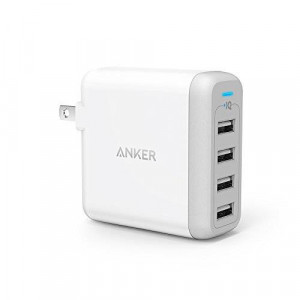 Anker PowerPort 4 (40W 4-Port USB Wall Charger) Multi-Port USB Charger with Foldable Plug for iPhone 6s / 6 / 6 Plus