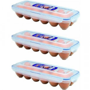 LockandLock Food Container Set (Pack of 3) Lock and Lock Eggs Dispenser, Holder for 12 Eggs