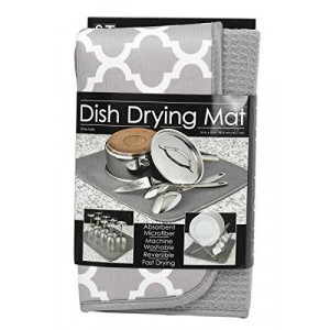 S&T SandT 497400 Microfiber Dish Drying Mat, White Trellis