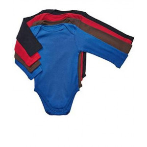 Leveret Long Sleeve 4-pack Solid Baby Boys Bodysuit 100% Cotton (Size 0-24 M)