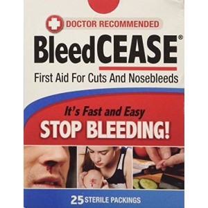 Bleed Arrest Bleedcease First Aid for Cuts and Nosebleeds Sterile Packings - 25 Ea