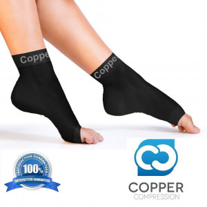 Copper Compression Recovery Foot Sleeves / Plantar Fasciitis Support Socks - GUARANTEED To Speed Up Recovery and Provide Relief Of Heel Spurs, Arch Pain, Foot Swelling and Ankle Injuries 1 PAIR, Medium
