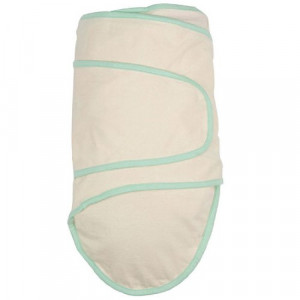 Miracle Blanket Swaddle, Beige with Green Trim