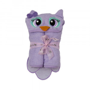 54" x 30" Owl Velour Toddler Towel, Purple, Frenchie Mini Couture