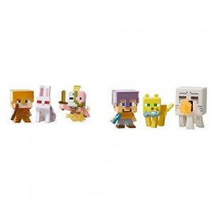 Mattel Minecraft Mini Figure 3-Pack - Alex with Gold Armor, Killer Rabbit, and Spawning Zombie Pigman