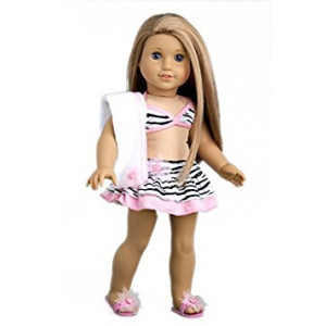 Fun with the Sun - 4 piece bikini outfit - skirt, bikini top, matching flip flops and beach blanket - 18 Inch Doll Clothes (doll not included)