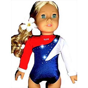 Fits American Girl 18 inch Dolls | USA Olympic Gymnastics Outfit Leotard and Hair Accessory | (2 Piece Set) by Doll Connections