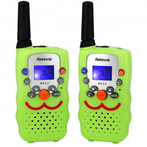 Retevis RT32 Kids Walkie Talkies 0.5W 22 CH FRS/GMRS VOX Call Alarm LED Flashlight (Green, 1 Pair)