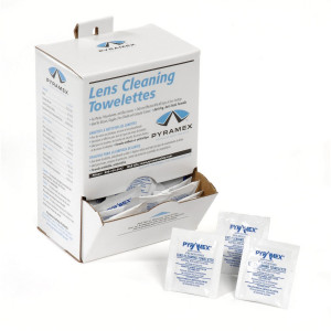 Pyramex Individually Packaged Lens Cleaning Towelettes – 100 Pack – 8” x 5” Size – No Streaks