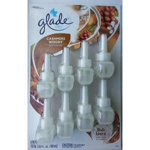 Glade PlugIns Scented Oil ~ Cashmere Woods 8 Pack Scented Oil Fragrance Refills