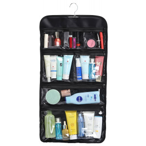 WODISON Foldable Clear Hanging Travel Toiletry Bag Cosmetic Organizer Storage