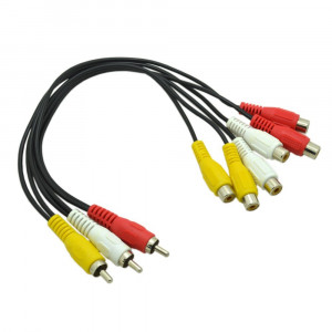 Bonayuanda 3 RCA Male Jack to 6 RCA Female Plug Splitter Audio Video Av Adapter Cable 12inch
