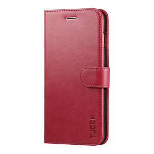 TUCCH iPhone 7 Plus Leather Wallet Case, Card Slot, Flip, Wallet, Stand, Carry-All Case for Apple iPhone 7 Plus Devices 5.5 Inch - Red