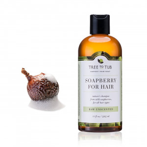 Organic Shampoo - Soft, Shiny Hair with pH Balanced All Natural Shampoo for Dandruff, Dry, Itchy Scalp, Psoriasis, Eczema, Sensitive Skin, from Soapberry/Soap Nuts - Fragrance Free 11oz - Tree to Tub