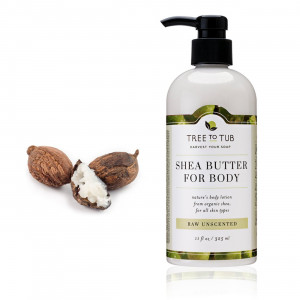 Organic Shea Butter Lotion—the Only Unscented Organic Lotion with Cocoa Butter, Oatmeal for Sensitive Skin, Eczema, Itchy Skin, Fragrance Free, 11oz—Tree To Tub
