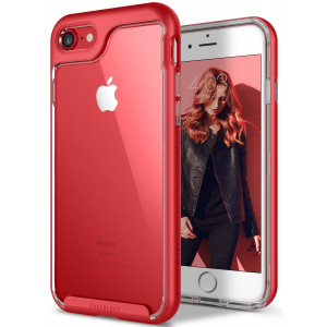 Caseology [Skyfall Series] Case for iPhone 7 / iPhone 8 - Slim Design Clear Transparent Protective Scratch Resistant Air Space Cushion Cover - (Red)
