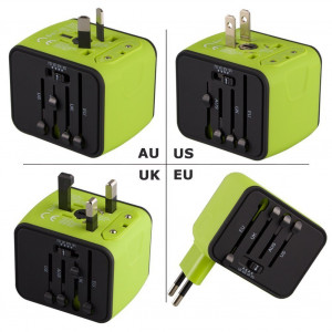 Universal Travel Adapter, Iron-M All-in-one International Travel Charger with 2.4A Dual USB, Worldwide Travel Power Adapter Plug Wall Charger for US, UK, EU, AU and Asia Covers 150 Countries