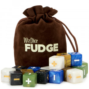 20 Fudge Dice GM Starter Pack: Terrestrial - 5 Sets of 4 Fudge Dice with Chocolate Brown Carry Bag by Wiz Dice