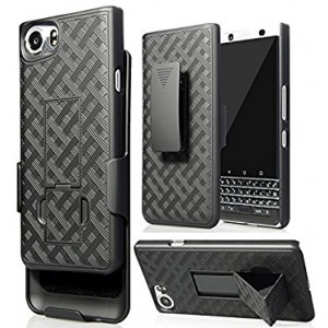 BlackBerry KEYone Clip Case, Nakedcellphone's Black Kickstand Case + Belt Clip Holster for BlackBerry KEYone Phone (Verizon/ATT/Sprint/Unlocked)