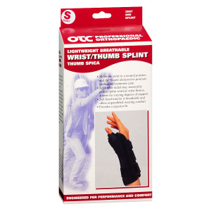 OTC Professional Orthopaedic Lightweight Breathable Wrist/Thumb Splint, Right Black,Black