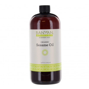 Banyan Botanicals Sesame Oil, 34 oz - USDA Organic - Pure and Unrefined - Ayurvedic Oil for Hair, Skin, Oil Pulling