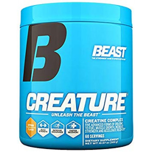 Beast Sports Nutrition  Creature Creatine Complex  Fuel Muscle Growth  Optimize Muscle Strength  Enhance Endurance  Increase Recovery Time  Five Forms of Creatine  Citrus 60 Servings