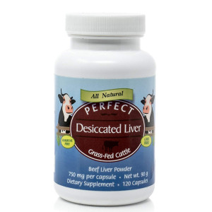 Perfect Desiccated Liver Capsules, 100% Grass Fed Undefatted Argentine Natural Beef Liver Supplements, 120 capsules, 750mg per capsule