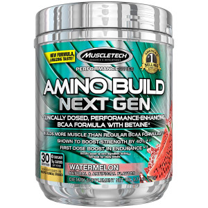 MuscleTech Amino Build Next Gen Energy Supplement, Formulated with BCAA Amino Acids, Betaine, Vitamin B12 and B6 for Muscle Strength and Endurance, Watermelon, 30 Servings (282g)