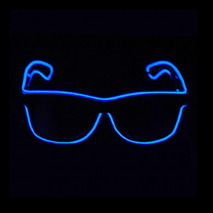 Aquat Light up El Wire Neon Rave Glasses Glow Flashing LED Sunglasses Costumes For Party, EDM, Halloween RB01 (Blue, Black Frame)