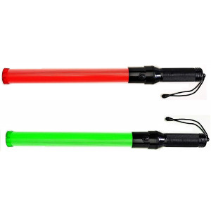 Lot of Two (2) pieces: Traffic Safety Baton Light, 21.5 inch length, Each baton contains 6 Red LED plus 6 Green LED. with 3 Flashing modes (Red blinking, Red steady-glow, Green steady-glow)