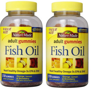 Nature Made Fish Oil Adult Gummies Nutritional Supplements, Value Size, 150 Count (Pack of 2)