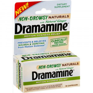 Dramamine Non-Drowsy Naturals with Natural Ginger, 18 Count (Pack of 2)