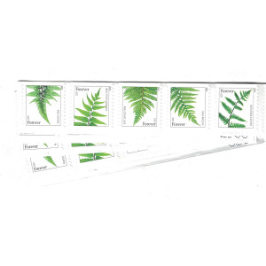 USPS Ferns Stamps - 50 Forever Stamps (5 Strips of 10 Stamps)