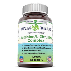Amazing Nutrition L-Arginine/L-Citrulline Complex 1000 Mg* Combines Two Amino Acids With Potential Health Benefits * Supports Energy Production * Ads To Improve Athletic Performance (120 Tablets)
