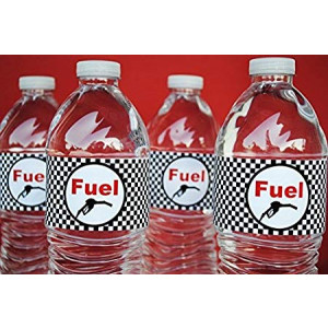 POP parties Race Car Bottle Wraps - Set of 20 Water Proof Bottle Stickers - Race Car Water Bottle Labels - Indy Party Decorations - Made in the USA