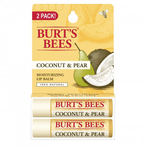 Burt's Bees 100% Natural Moisturizing Lip Balm, Coconut and Pear with Beeswax and Fruit Extracts - 2 Tubes