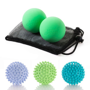 Rubber Yoga Massage Ball with Spike - Deep Tissue Foot Massager - Spiky and Lacrosse Balls to Improve Reflexology and Mobility - Trigger Point Roller for Myofascial Release and Plantar Fasciitis