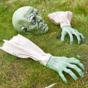 Prextex Halloween Zombie Face and Arms Lawn Stakes for Best Halloween Graveyard Dcor Halloween Decorations