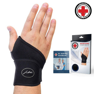 Doctor Developed Premium Copper Lined Wrist Support/Wrist Strap/Wrist Brace/Hand Support [Single]and Doctor Written Handbook Suitable for Both Right and Left Hands