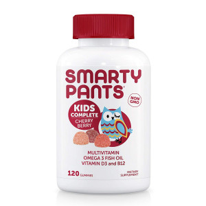 SmartyPants Kids Complete Cherry Berry Daily Gummy Vitamins: Gluten Free, Multivitamin and Omega 3 Fish Oil (DHA/EPA Fatty Acids), Methyl B12, Vitamin D3, Non-GMO, 120 Count (30 Day Supply)