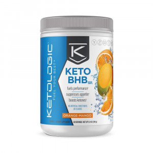 KetoLogic BHB  Keto Supplement  Suppresses Appetite / Increases Energy / Low Carb / Electrolytes / Beta-Hydroxybutyrate Salts  Orange-Mango, 30 Servings