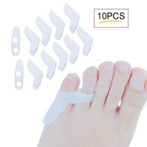 Povihome Pinky Toe Bunion Corrector Silica Gel Double Toe Straightener for Tailors Bunion, Bunionette Pain Relief Soft Gel Pinky Toe Cushion Guard Tailor's Bunionette Protector White 5 Pairs
