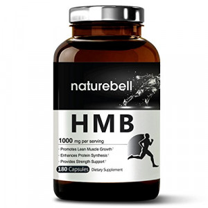 Maximum Strength HMB 1000mg Per Serving, 180 Capsules, Powerfully Promotes Protein Synthesis, Muscle Growth and Endurance and Pre-Workout Recovery. Non-GMO and Made In USA.