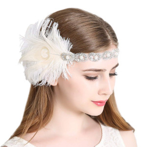 Women's Peacock 1920s Flapper Headband Art Deco Roaring 20s Gatsby Inspired Headpieces for Wedding Party