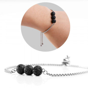 Maromalife Adjustable Lava Stone Diffuser Bracelet Yoga Bracelet Aromatherapy Diffuser Bracelet 316L Stainless Steel Chain,Stay Tight on Wrist,Not Easy Slide Down,Genuine Lava Stones