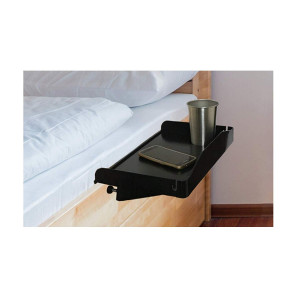 Bedside Tray To Use as Kids Nightstand, Bunk Bed Nightstand, Dorm Room Nightstand for Students and Bed Shelf for Drink, Laptop, Tablet, Books, Remote, Alarm Clock and Phone - Plastic (Black)