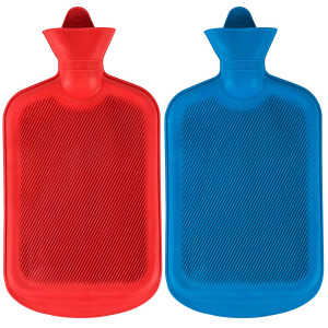 SteadMax Hot Water Bottle, Natural Rubber -BPA FREE- Durable Hot Water Bag for Hot Compress and Heat Therapy, Random Colors (2 pack)