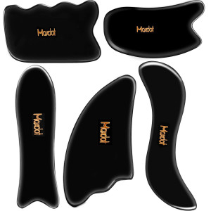 Maxdot 5 Pieces Gua Sha Tools Scraping Massage Tool Gua Sha Board for Back and Neck Pain Release