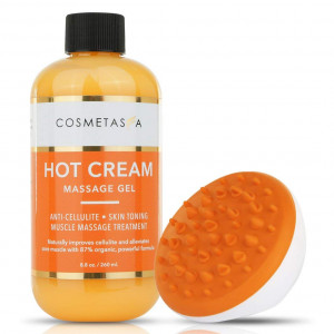Hot Cream Massage Gel with- Cellulite Massager:: Anti- Cellulite, Skin Tightening, Toning, Fat Burner and Muscle and Joint Pain Relief Jelly 100% Natural, 87% Organic, Cruelty Free